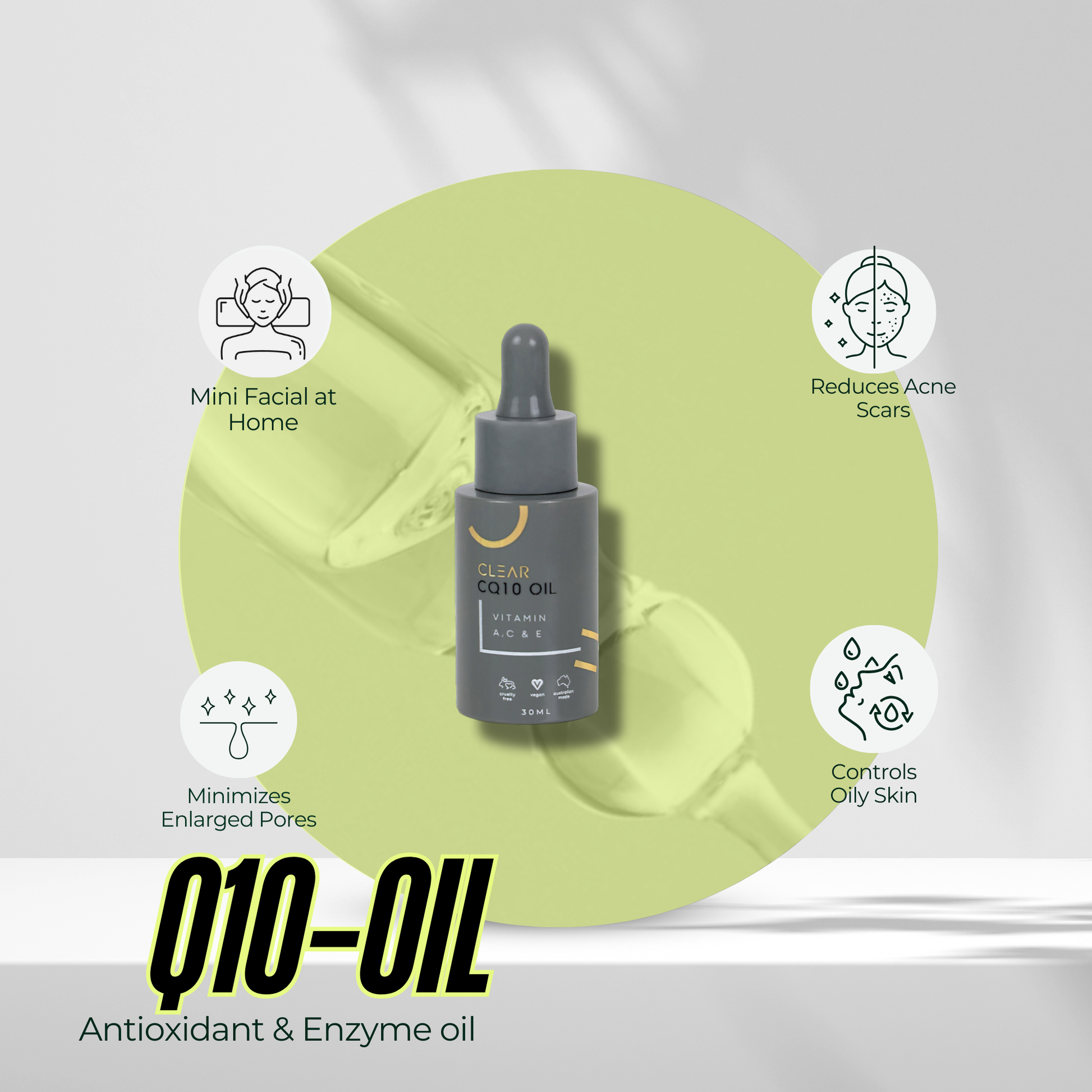 CoQ10 Oil antioxidant-rich facial oil for glowing skin.